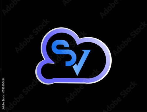 Abstract logo design of the initials s and v