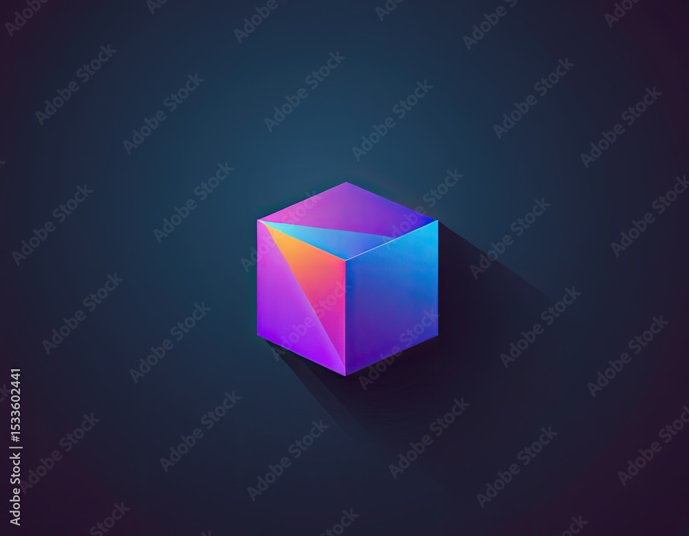Fototapeta premium Abstract iridescent cube on dark background