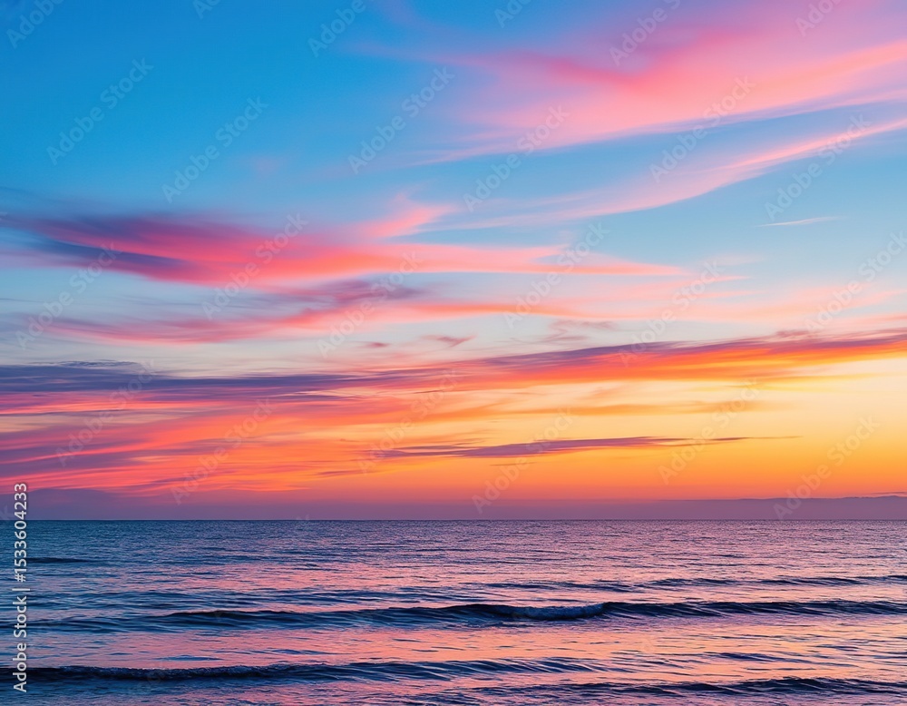Fototapeta premium sunset at sea. beautiful pink sky on the horizon.