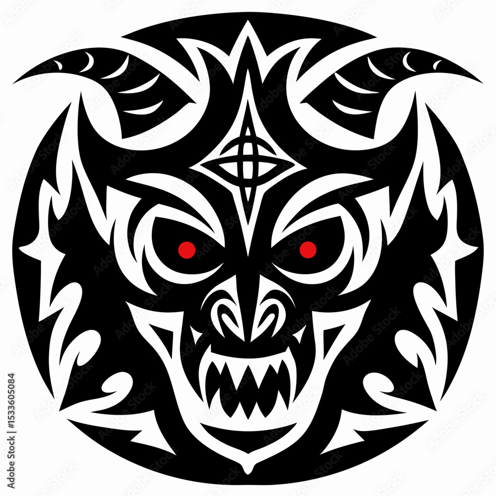 Obraz premium Tribal Demon Jackal Head Illustration