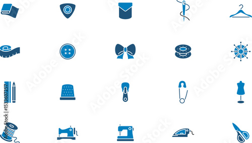 sewing tools icon collection vector design illustration template with trendy style