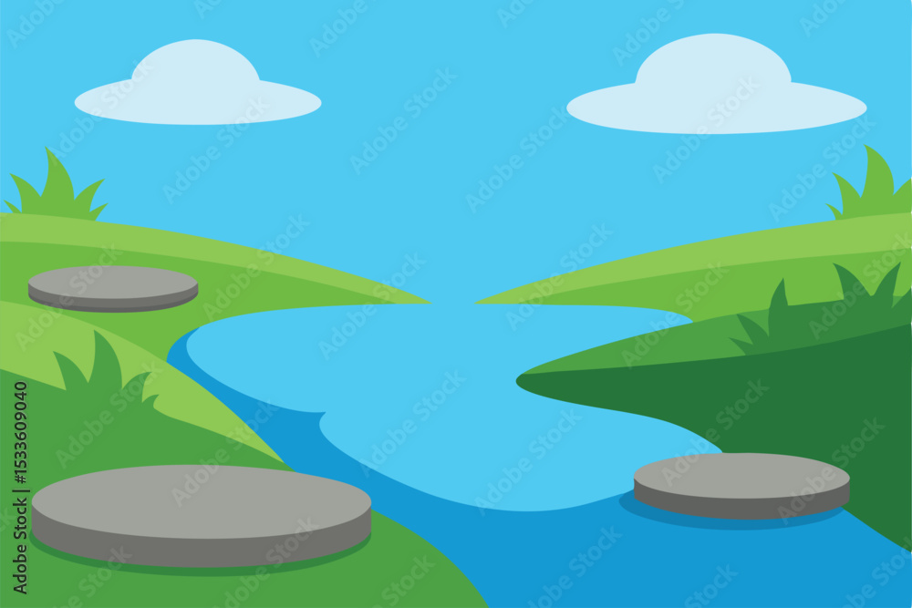 Fototapeta premium landscape with river and grass