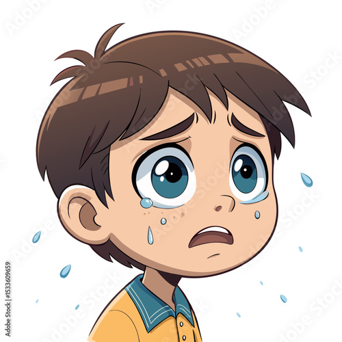 little boy with crying face