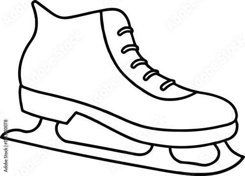 Ice skating shoe line art, A black and white flgure skates line art vector illustration