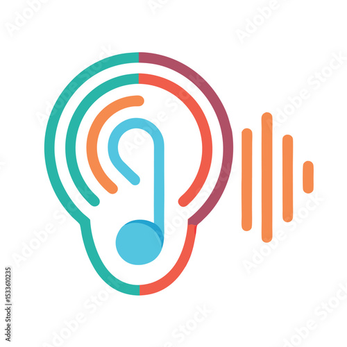 listening ears icon vector, colorful listening icon