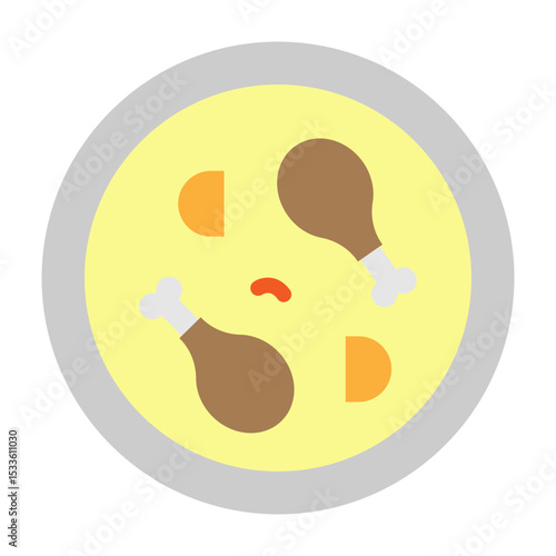 Tandoori Chicken Vector Flat Icon Design