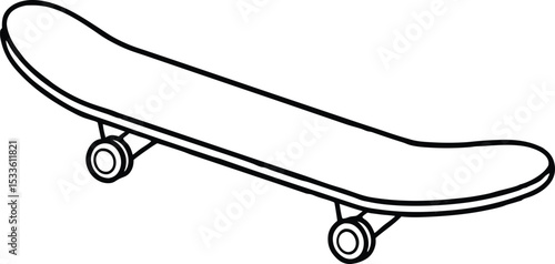 Skateboard line art silhouette vector illustration