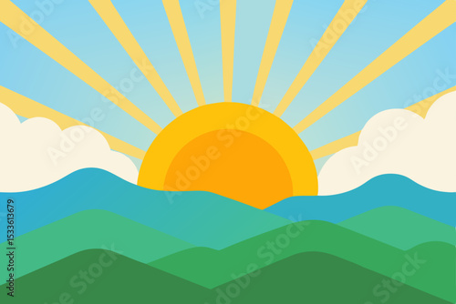 Sunrise over Majestic Mountains A Serene Landscape Illustration