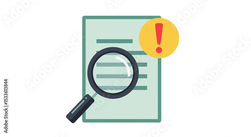 Document Review Important Notice, Magnifying Glass, Inspection