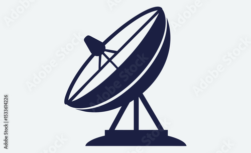 Satellite dish icon, antenna silhouette vector, communication equipment graphic, signal receiver symbol