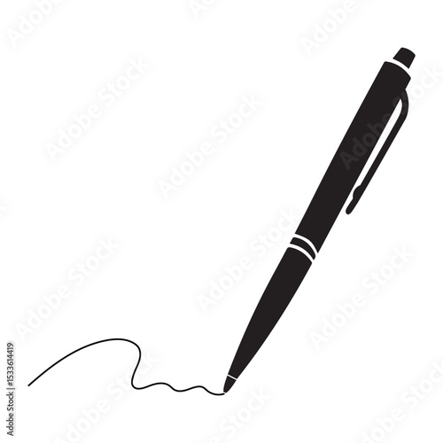 Minimalist black pen silhouette writing or drawing with white background