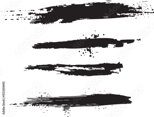 躍動感ある墨のブラシ素材