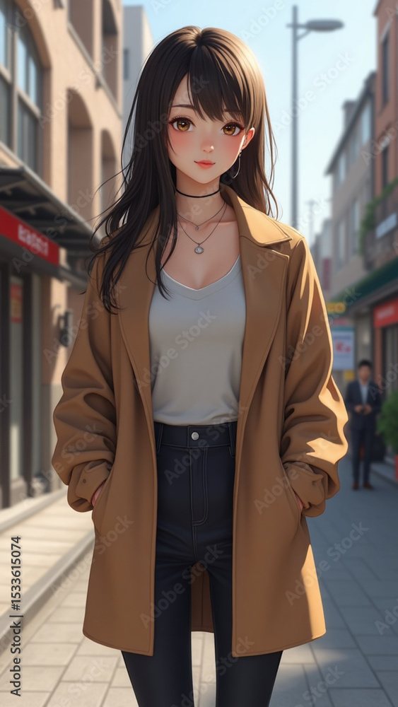 Fototapeta premium young woman walking in the city