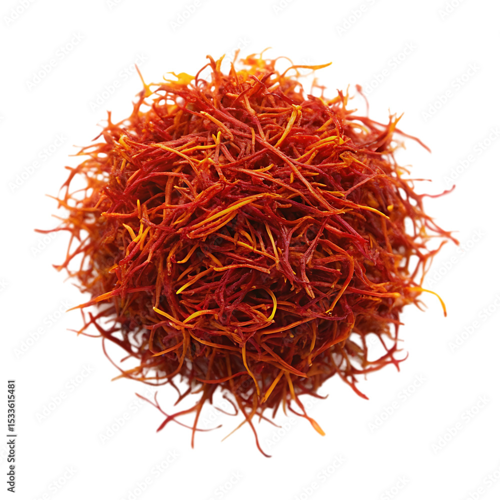 Naklejka premium Vibrant Saffron Threads: Culinary Spice Close-Up