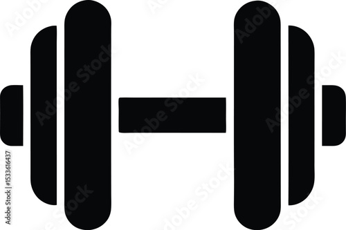 Dumbbell and barbell black silhouette, Dumbbell weight vector, Gym dumbbell icon 