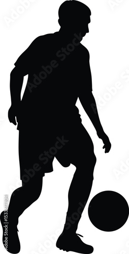 soccer player, kicking ball, silhouette illustration