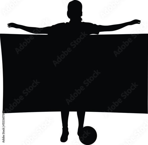 soccer player, kicking ball, silhouette illustration