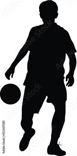soccer player, kicking ball, silhouette illustration
