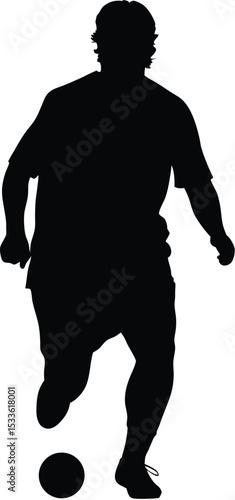 soccer player, kicking ball, silhouette illustration