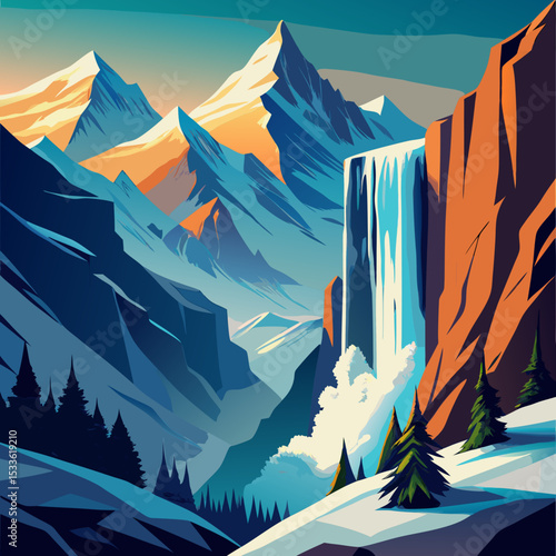 A towering icefall cascading down a mountain in Nepal

