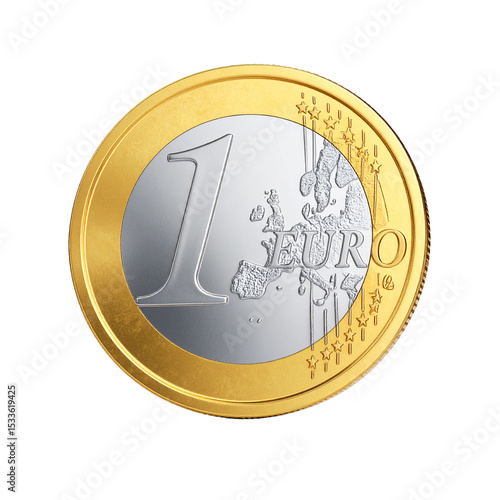 Untitled design - “Floating 1 Euro Coin with Drop Shadow, 3D Style PNG,And transparent the background.