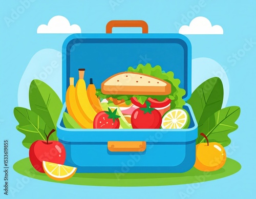 Colorful Lunchbox Filled With Healthy Food