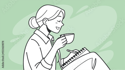 Morning Coffee & Creative Writing A Cozy Illustration of Inspiration and Focus