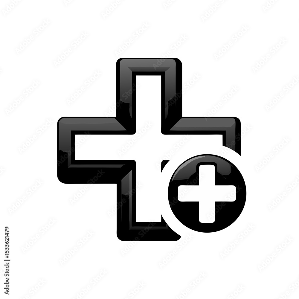 Fototapeta premium Add button cross symbol flat vector stock vector