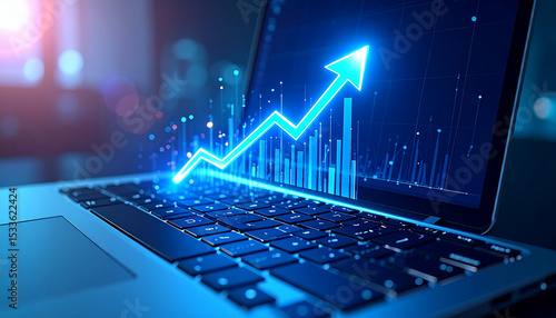business graph on laptop