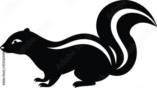 Skunk silhouette, skunk line art silhouette vector illustration