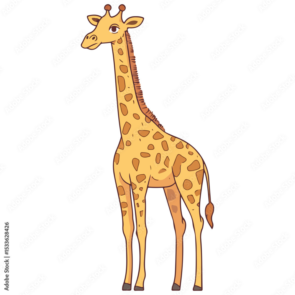 Obraz premium giraffe, animal, vector, transparent background, creature, isolated, zoo, long, giraffa, cute, wildlife, nature, tall, wild, neck, mammal