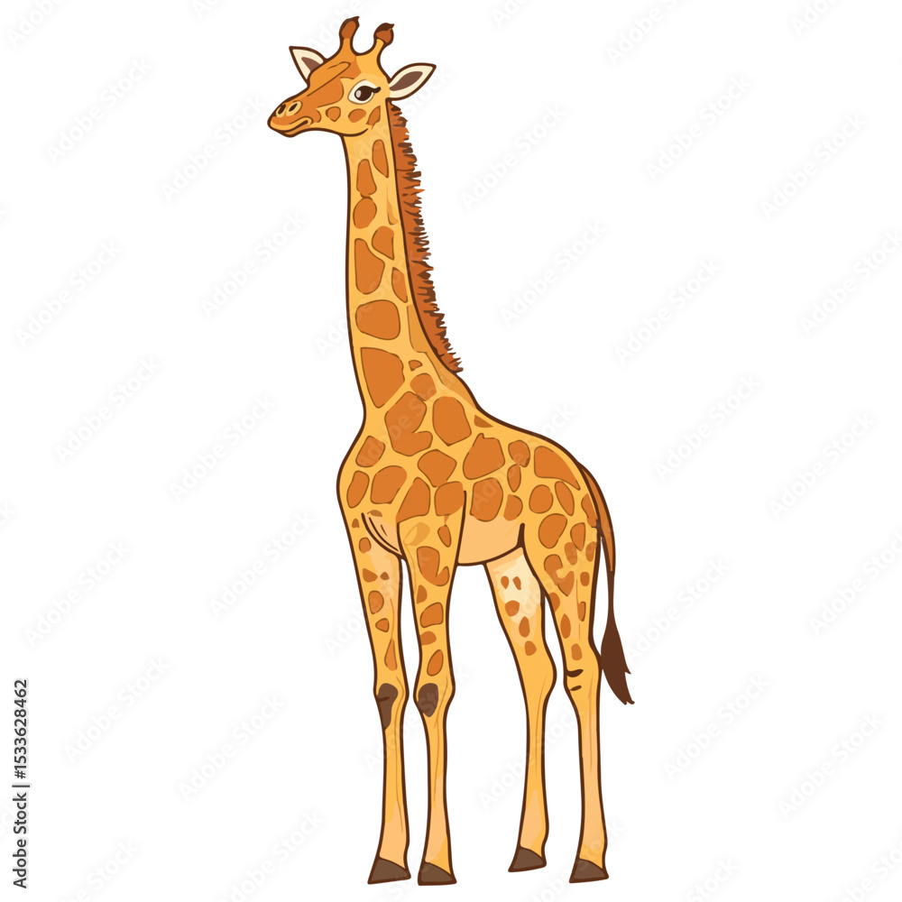 Obraz premium giraffe, animal, vector, transparent background, creature, isolated, zoo, long, giraffa, cute, wildlife, nature, tall, wild, neck, mammal