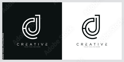 Initial Letter CJ or JC logo design template