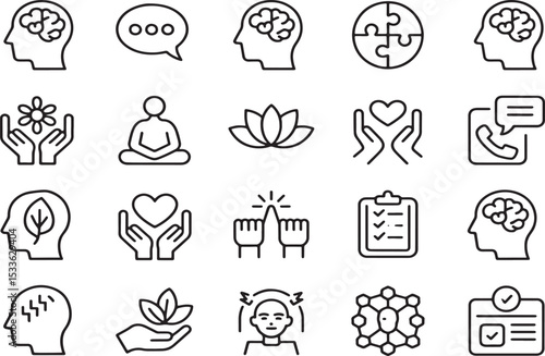 Mindfulness, Meditation, and Mental Wellness Icons