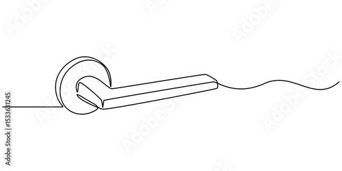 door knob vector illastration continuous one line drawing of white background.Open door one line illustration, Doorknob Black Stroke Linear Icon, Doorknob Line Icon Design, Door Handle with microbe.
