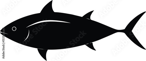 Tuna fish line art silhouette, Tuna fish silhouette vector illustration