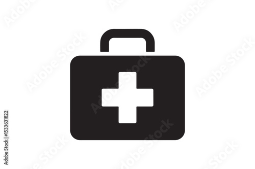 Emergency Kit Icon silhouette vector with white background