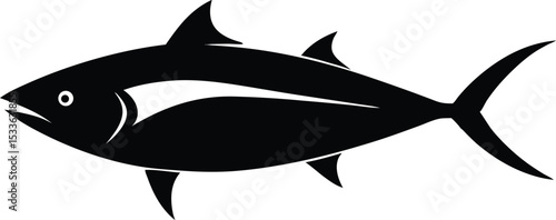 Tuna fish line art silhouette, Tuna fish silhouette vector illustration