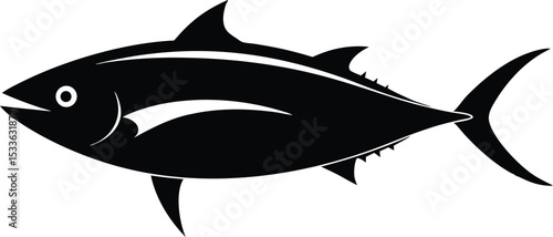 Tuna fish line art silhouette, Tuna fish silhouette vector illustration