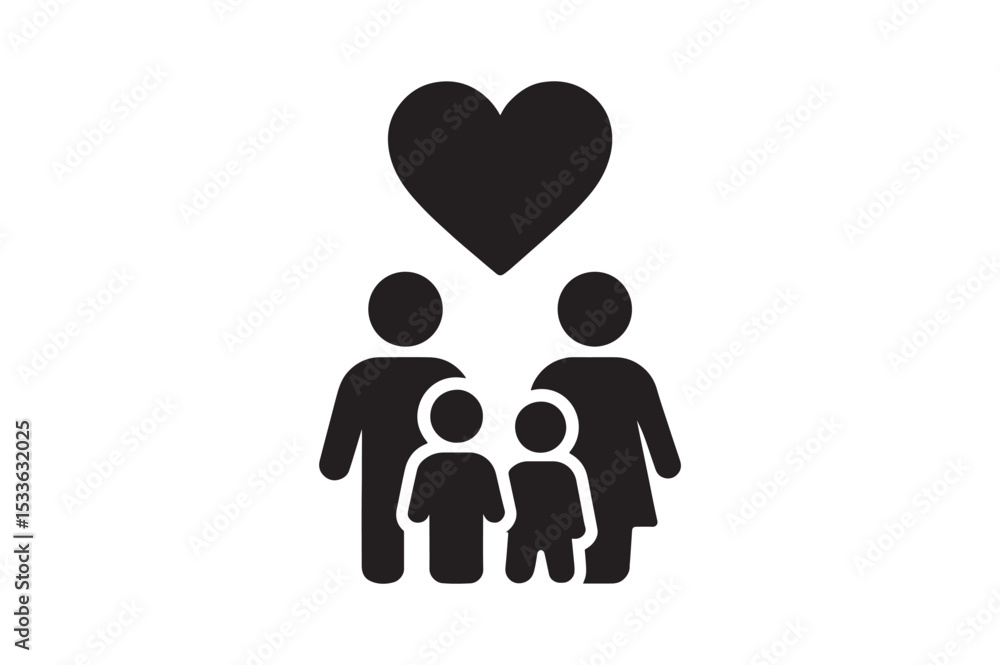 Family Love Icon silhouette vector with white background Family Love Icon silhouette vector with white background