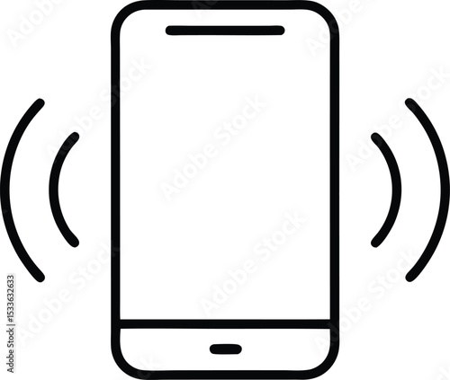 Photos Mobile phone vibrating vector, Mobile phone vibrating icon Thin line art isolate