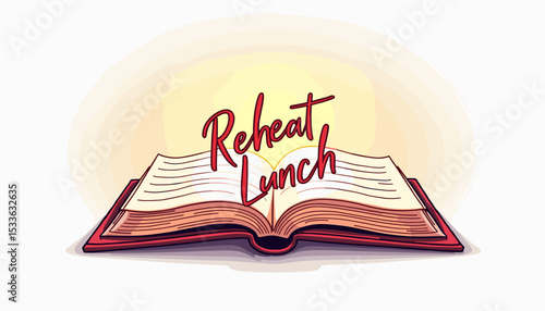 Open book with "Reheat Lunch" title displayed