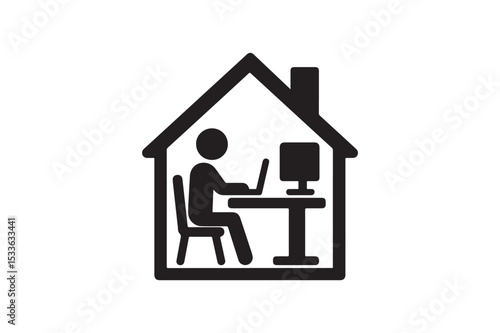 Home Office Icon silhouette vector with white background