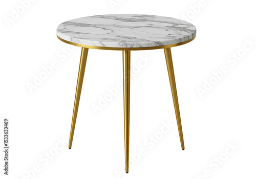 Elegant Marble and Gold Side Table: Interior Design Inspiration on white background