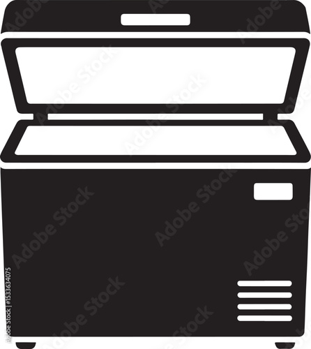 Open chest freezer icon black silhouette