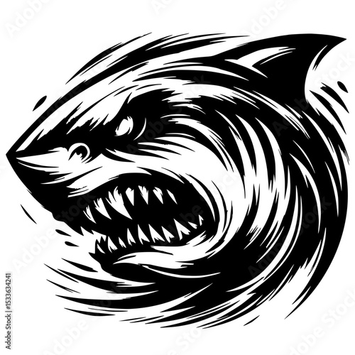Silhouette of brutal angry shark