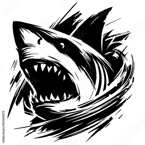 Silhouette of brutal angry shark