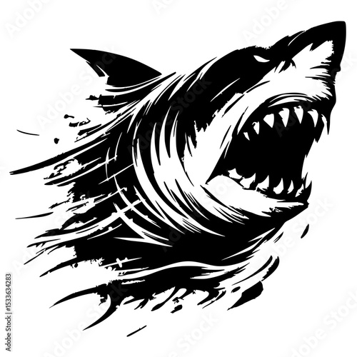 Silhouette of brutal angry shark