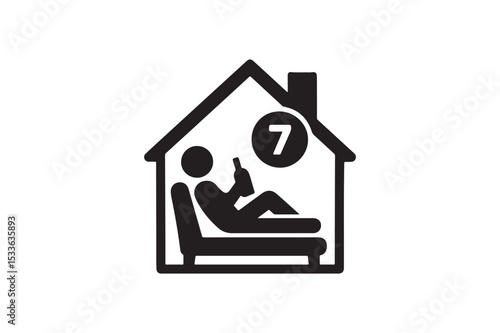 Weekend at Home Icon silhouette vector with white background