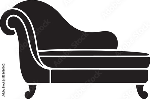 Classic black silhouette chaise lounge icon